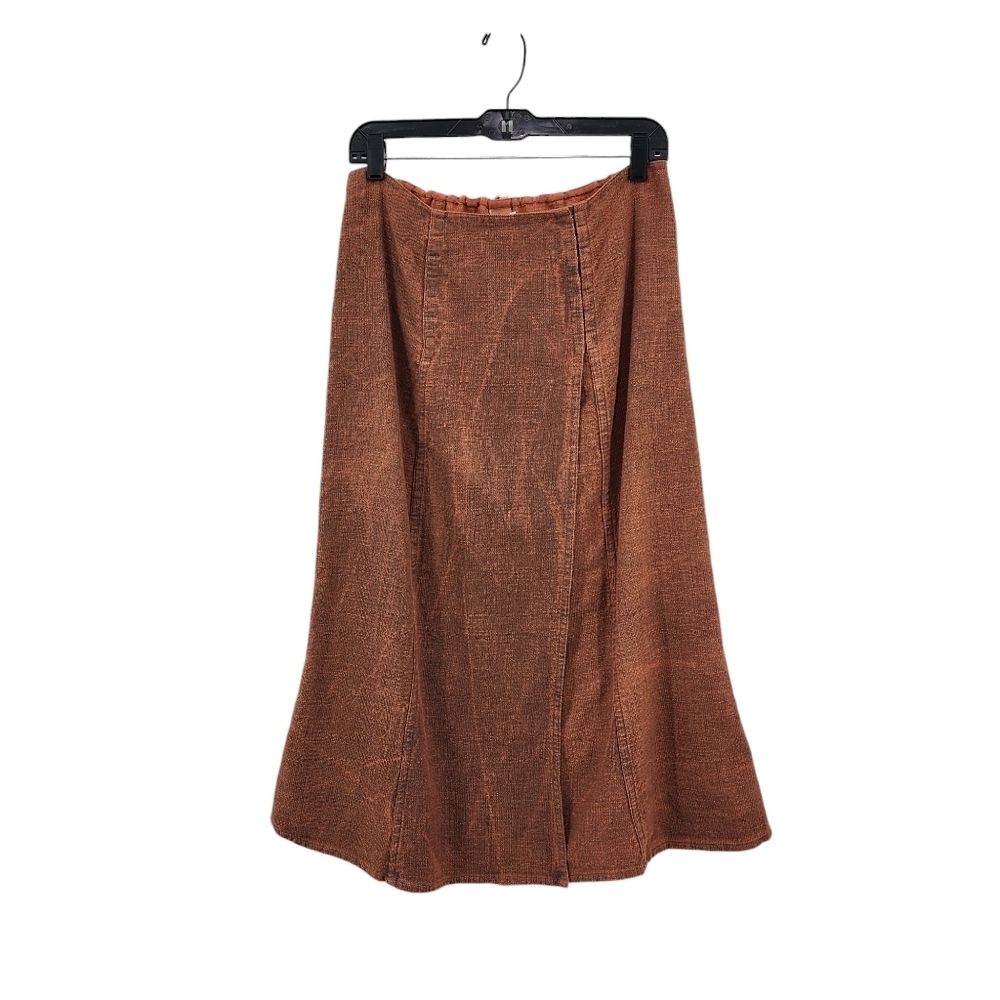 Ohm Vintage Women's Cotton Blend Wrap Style Midi Skirt - L